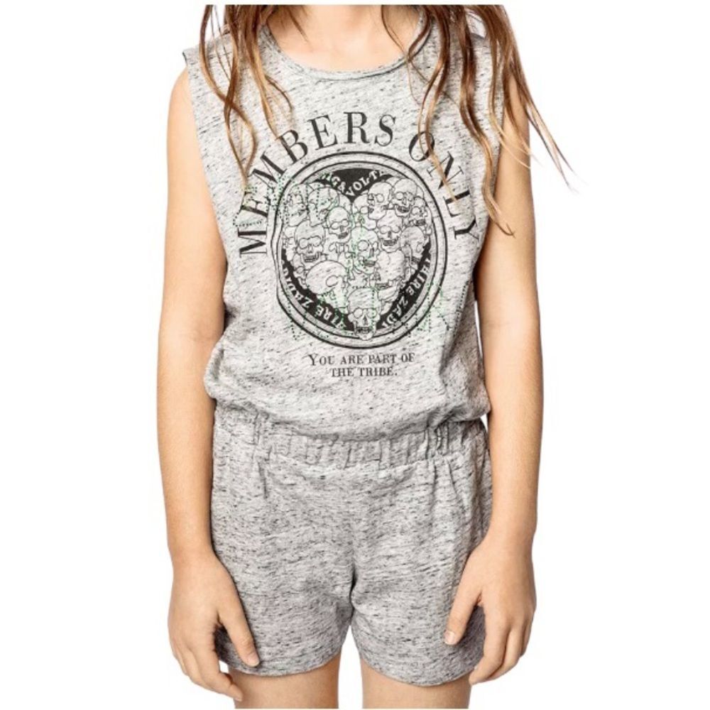 Zadig & Voltaire Girls' Naomi Jumpsuit Romper Shorts Grey Size 8